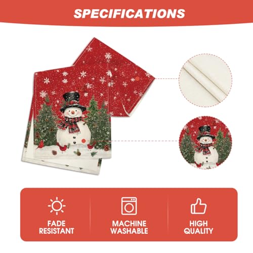 Snowman Christmas Birds Trees Table Runner, Winter Holiday Kitchen Dining Decoration, 13 x 72 Inch B443657