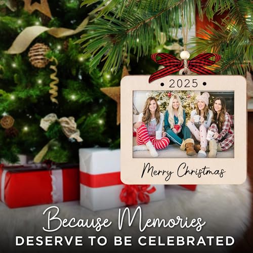 Christmas Ornament Picture Frame - Wooden Landscape Photo Frame for Tree U347
