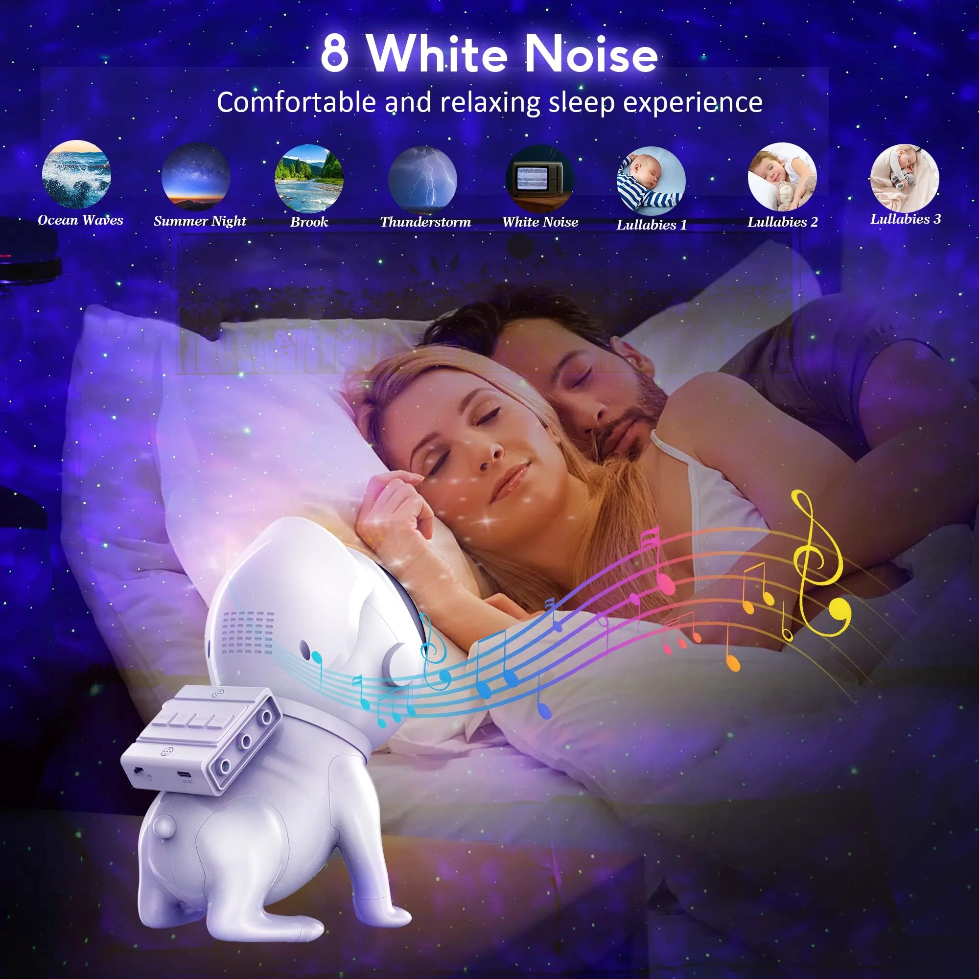 Galaxy Night Light Projector with Bluetooth Speaker, 21 Color Modes W255