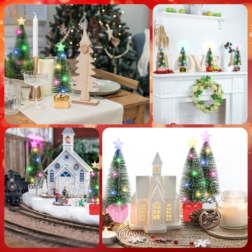 Mini Christmas Tree with Lights, 4 Pack Tabletop LED Decor X725022