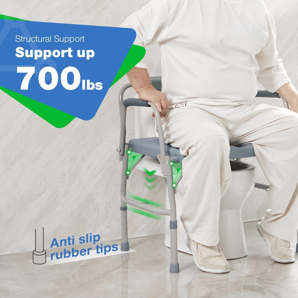 Bariatric Commode Chair with Drop Arms and Extra Wide Seat G78936