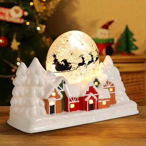 Ceramic Christmas Houses with Warm LED Light Y89884