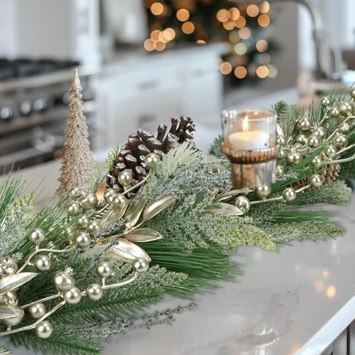6.6 ft Christmas Garland with Faux Cedar and Glitter Berry P303