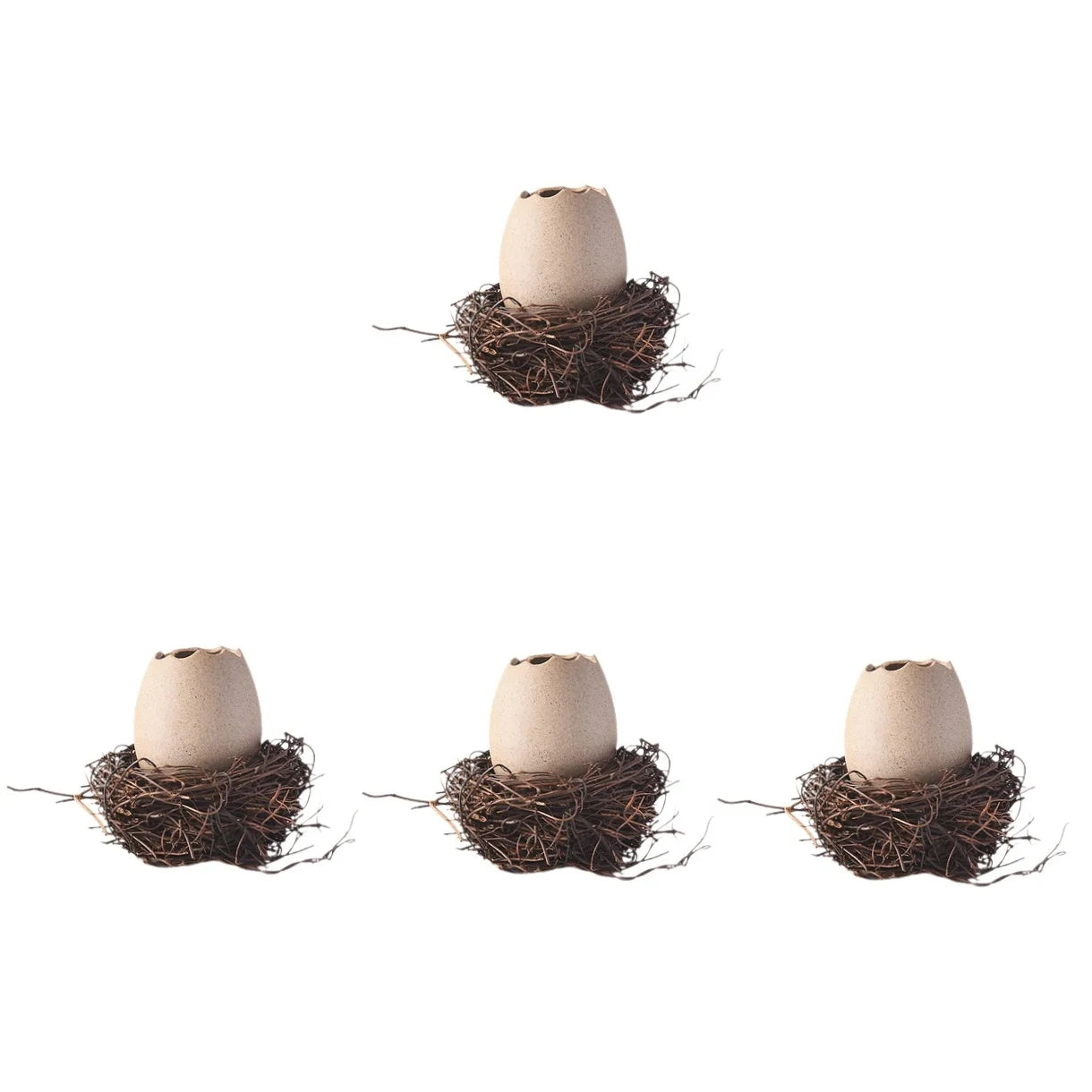 Small Ceramic Eggshell Vase Succulent Planter with Bird Nest M286