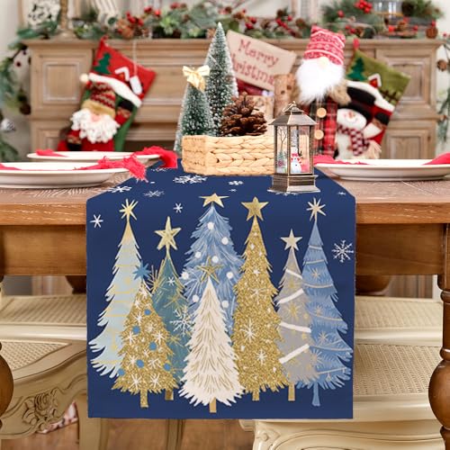 Christmas Table Runner 13x72 Inch, Red Winter Holiday Decor H348