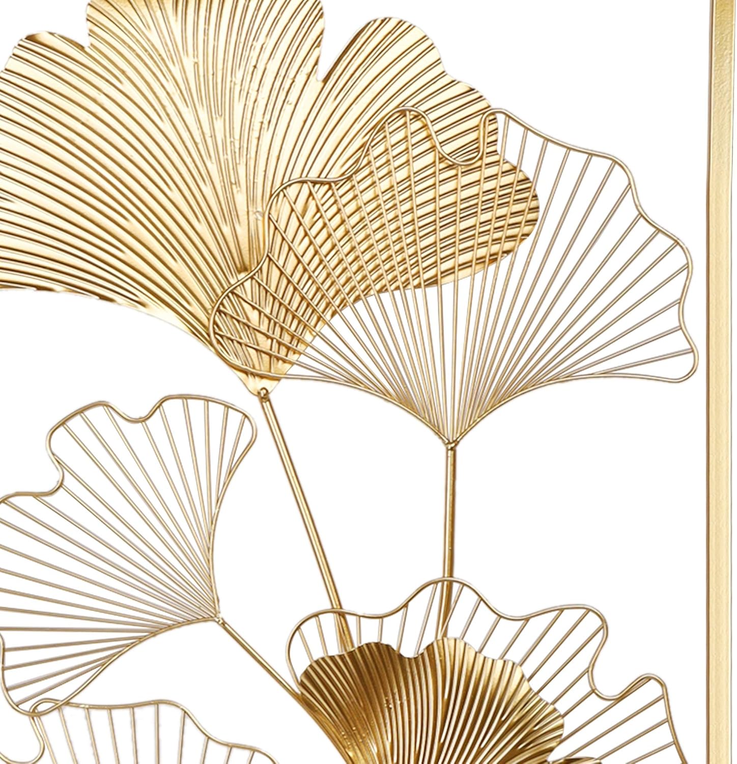 Metal Wall Decor, 39" x 20" Golden Ginkgo Leaf Wall Hanging with Frame G1709