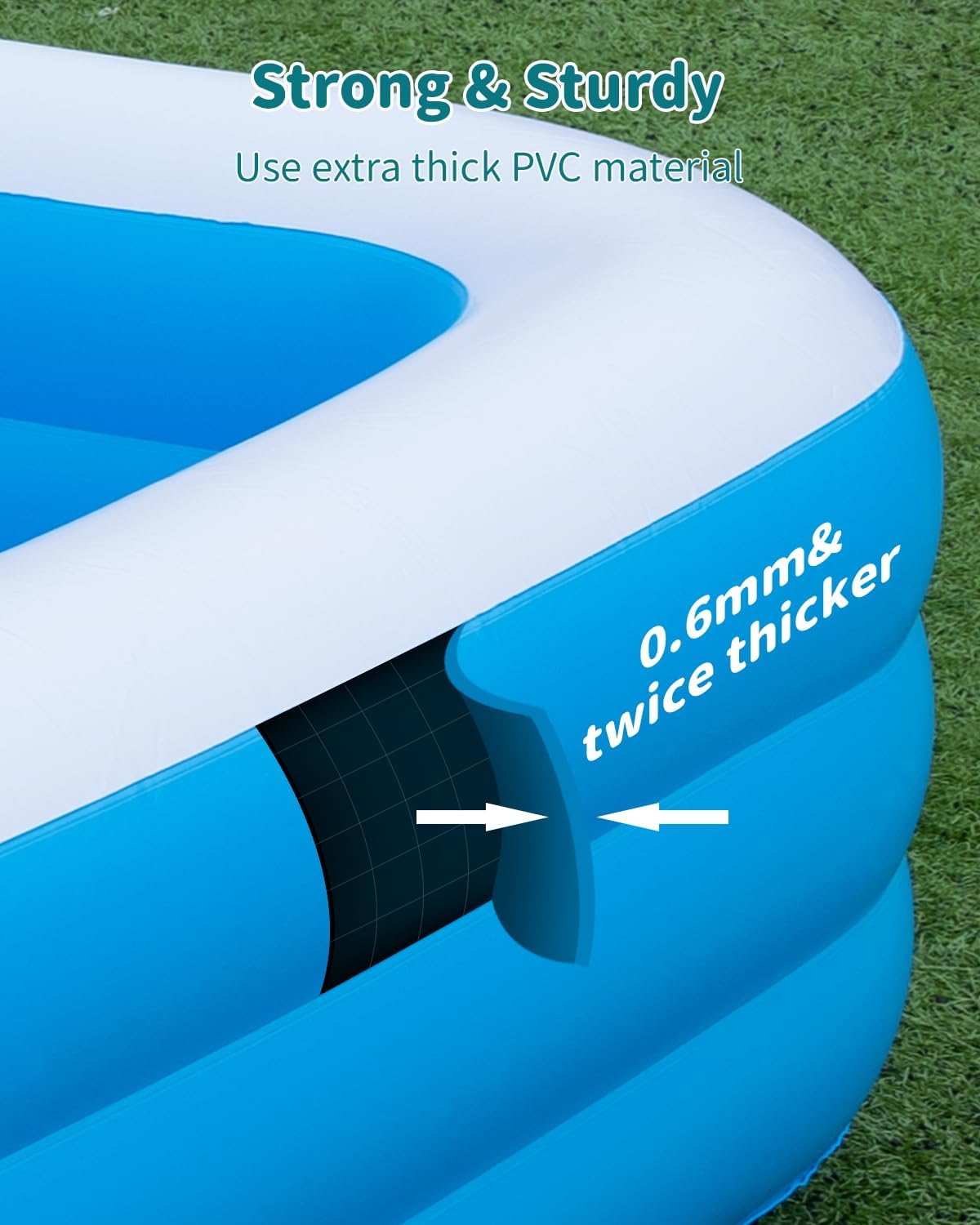Inflatable Pool with Pump for Adults, Backyard Summer Swimming Pool L16304