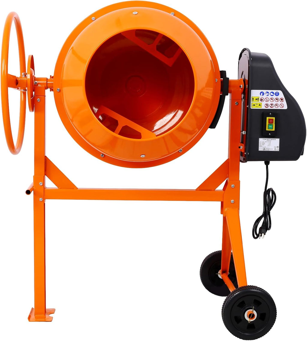 Electric Concrete Mixer, 5 Cu. Ft, 650W Portable for Mortar and Stucco C749464