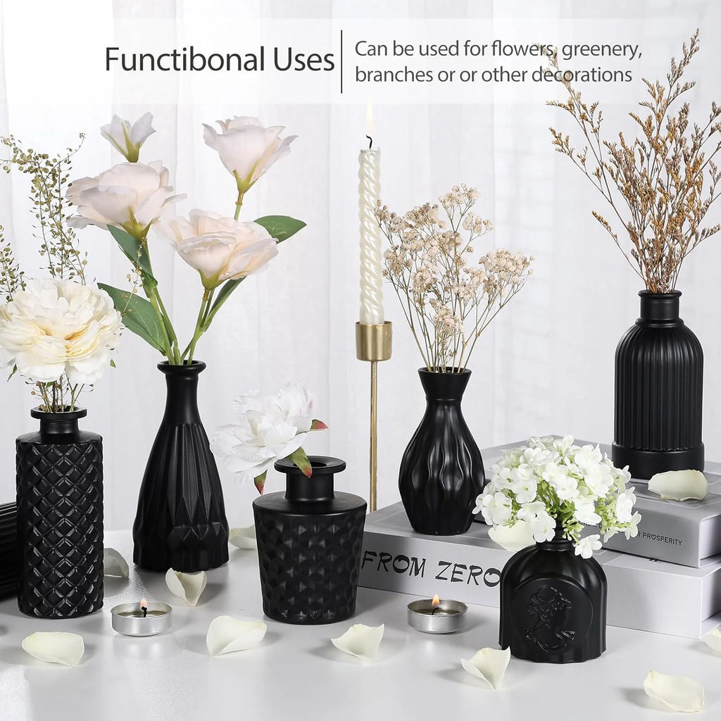 Mini Glass Bud Vases, Rustic Green & Black, Set of 12 R94245