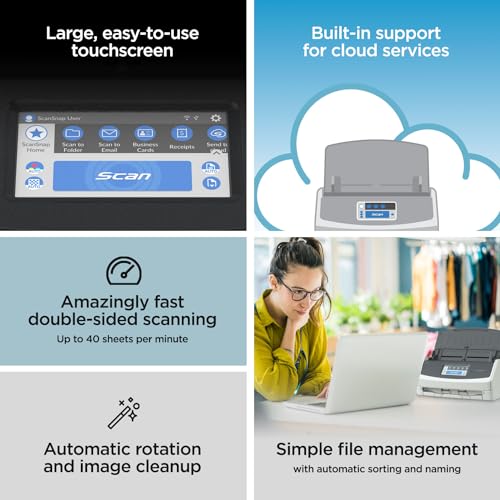 Wireless Document Scanner with Touchscreen and Auto Document Feeder F6657