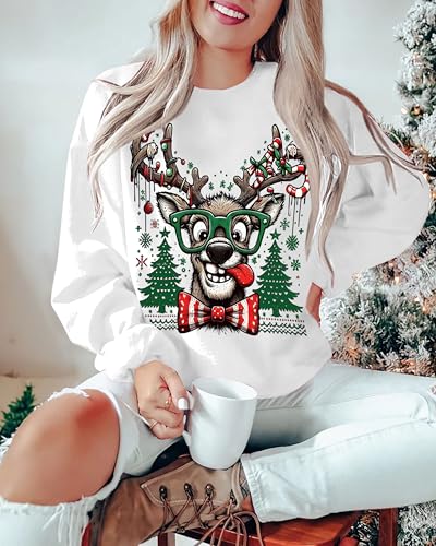 Funny Reindeer Christmas Sweatshirt Oversized Pullover K664011