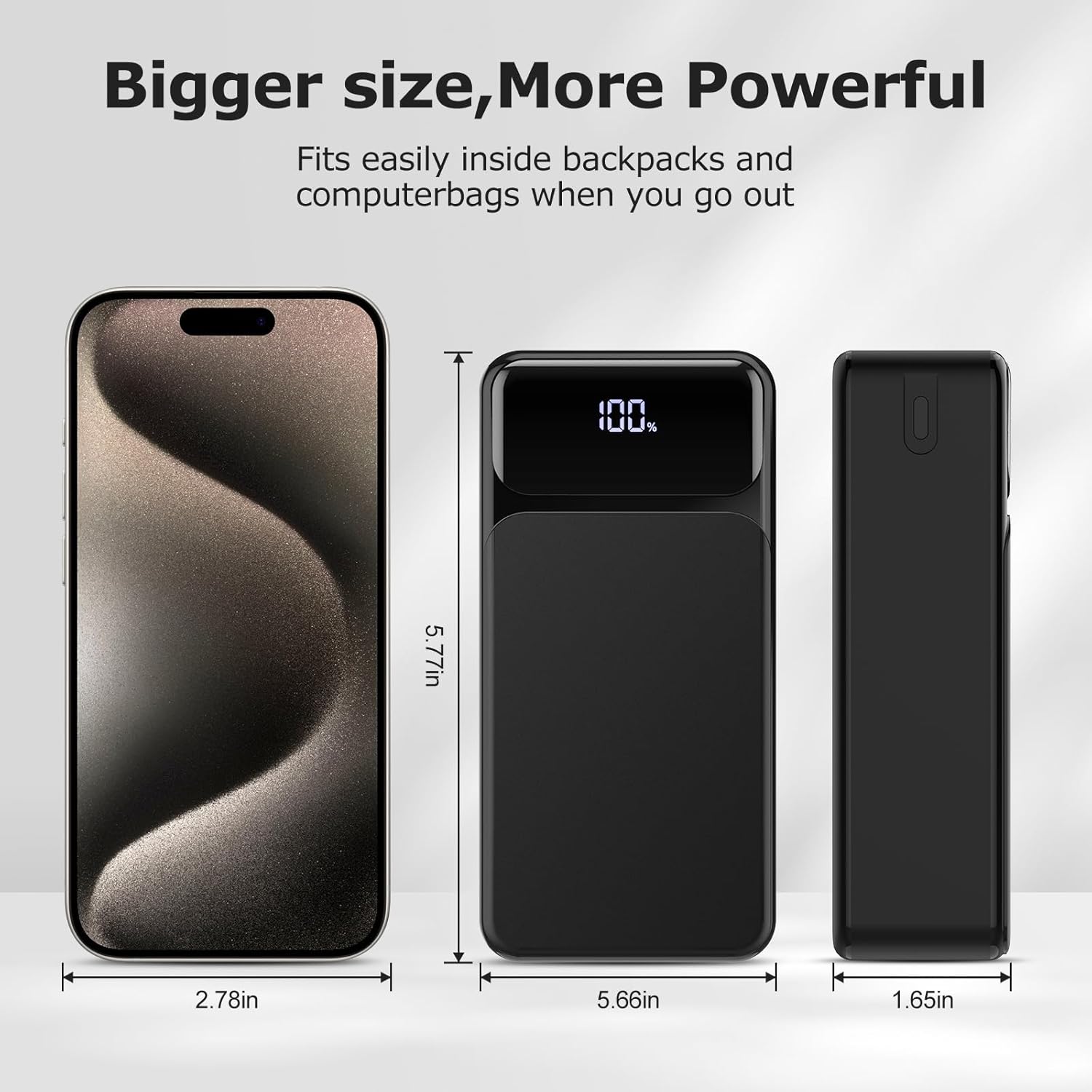 50000mAh Power Bank 22.5W Fast Charging Portable Charger USB-C with LED Display D6575