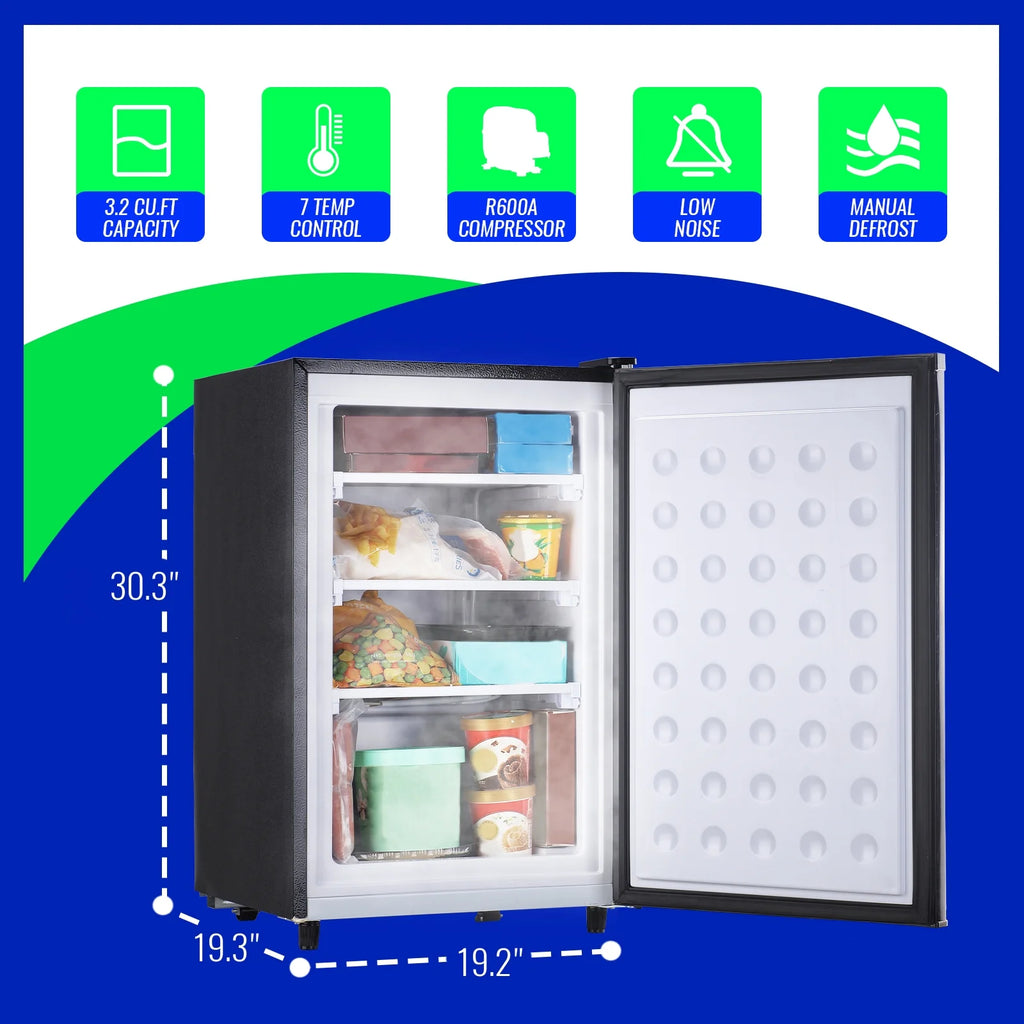 Single Door Compact Freezer with Adjustable Temperature Control, Silver U867561