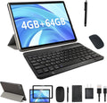 10 Inch Tablet Android Tablets 2 in 1 Tablet with Keyboard 64GB+4GB RAM Tabletas 10.1" Tablets include Mouse Case Stylus Tempered Film 10 IN Tab 8MP+2MP Cameras 6000mAh Battery Wifi Android Tableta