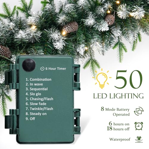 Christmas garland with lights, 9ft pre-lit for stairs and mantle I297