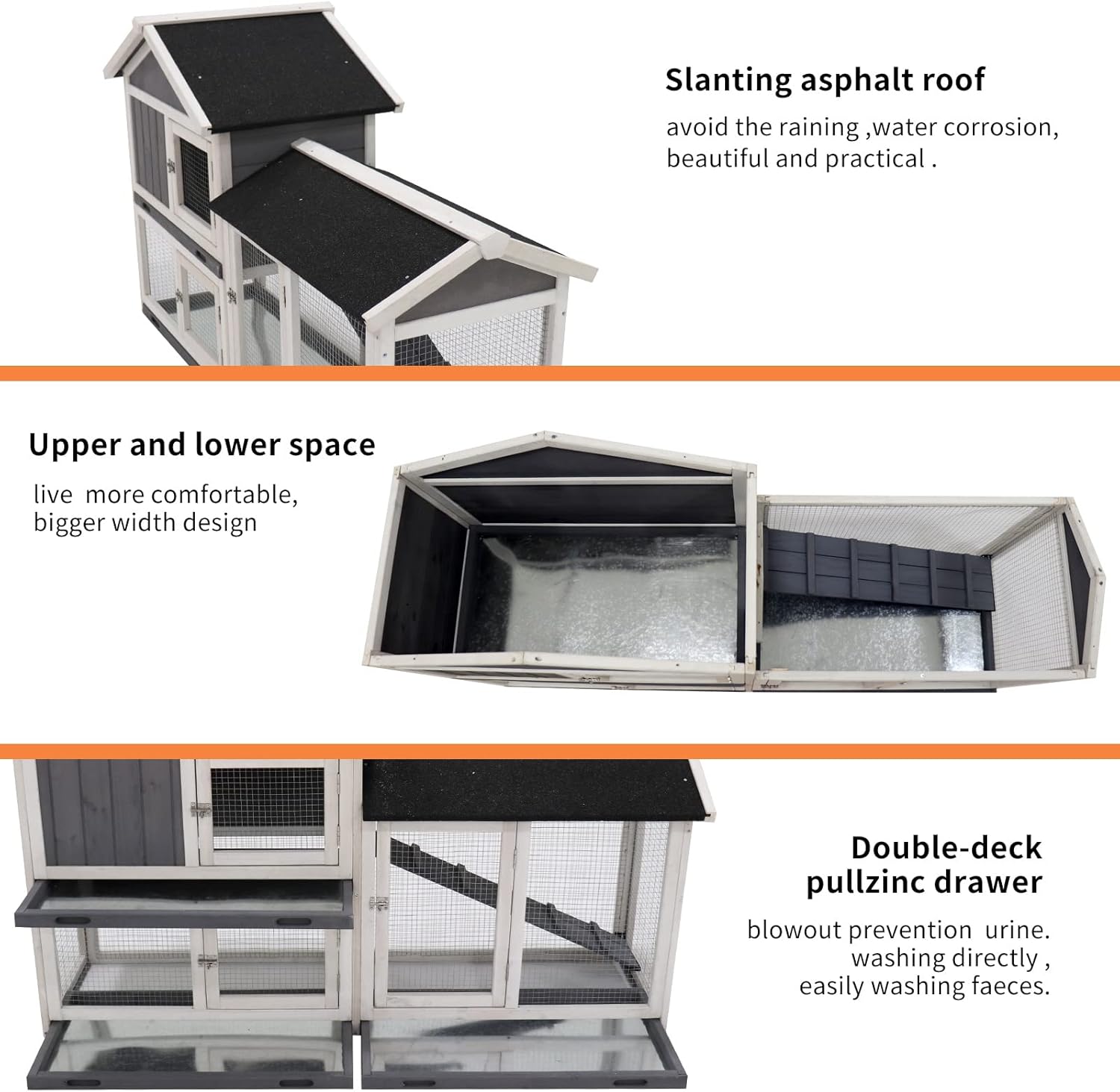 Rabbit Hutch with Run, No Leak Tray, UV Panel P37872