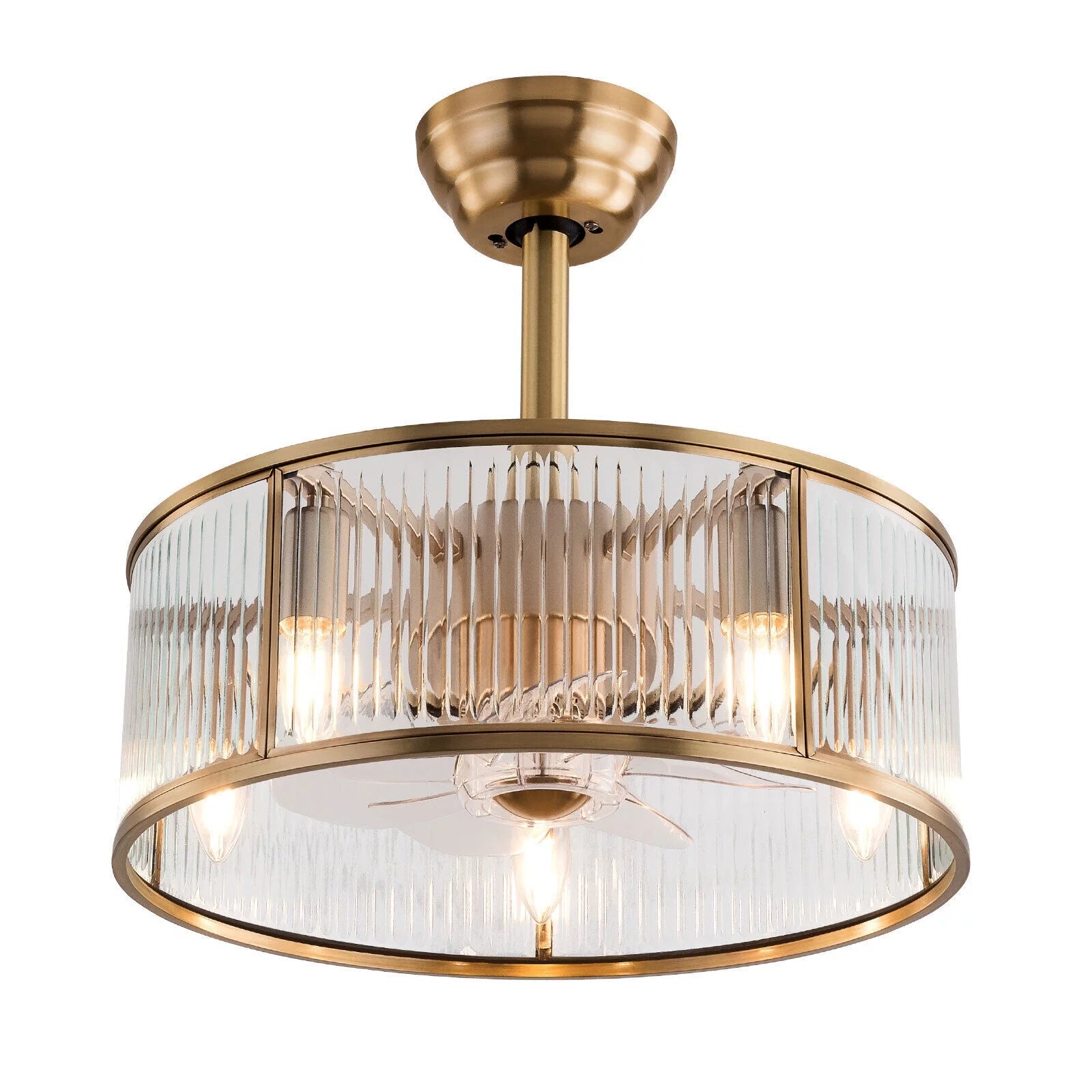Farmhouse Ceiling Fan Light Gold With Remote Control S819588