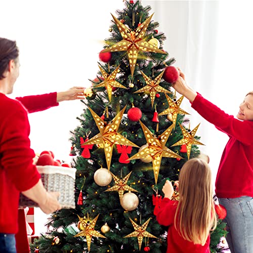 20 Set Christmas Paper Star Lanterns with LED Lights Hanging Decor N8251