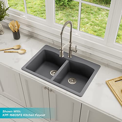 33" Dual Mount Single Bowl Granite Kitchen Sink in Black S38989