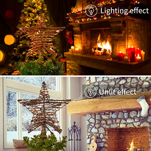 3D Rattan Christmas Tree Star Topper with Lights L206083