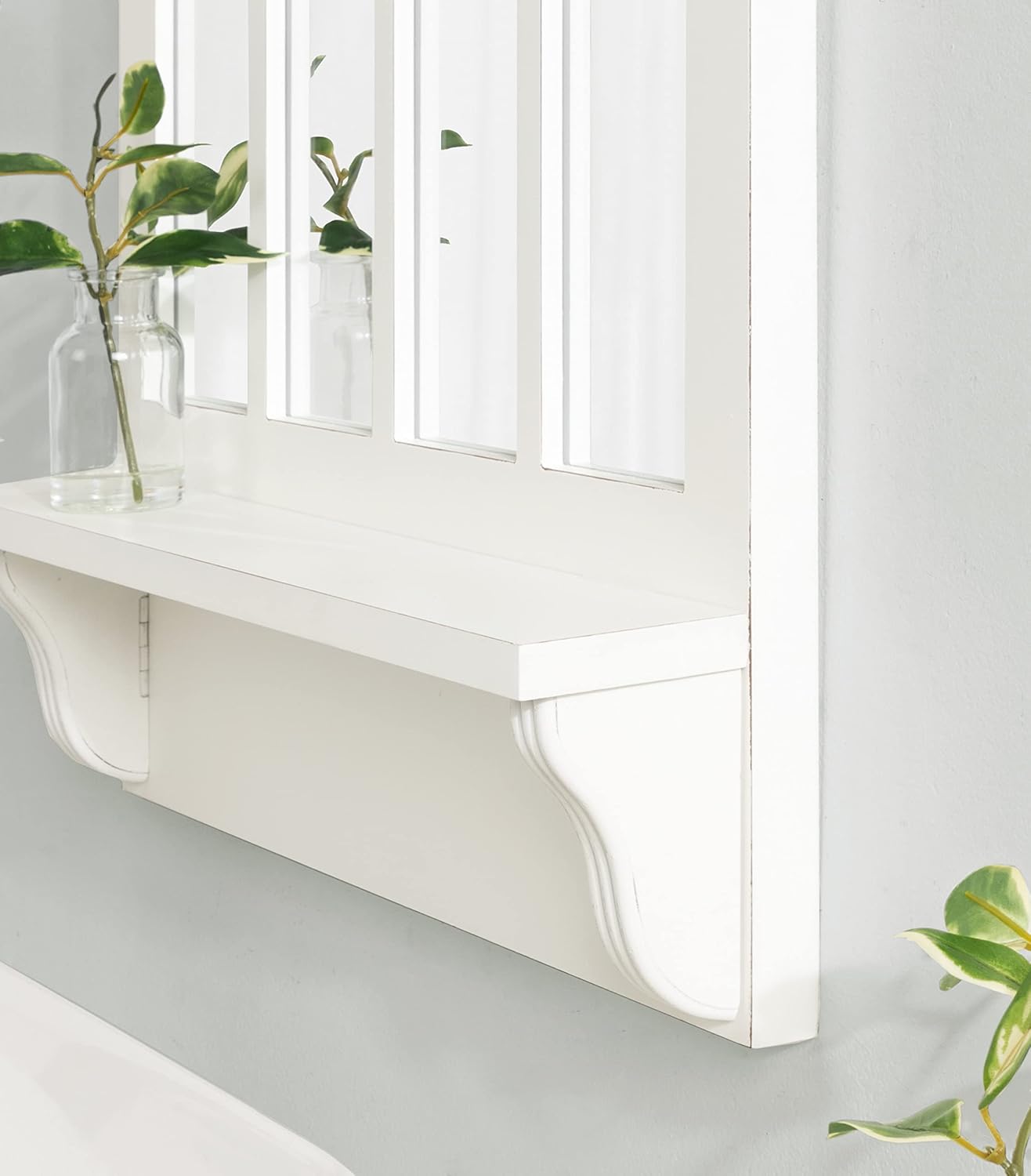Arched Wall Mirror with Display Shelf, White, 21 x 36 A203830