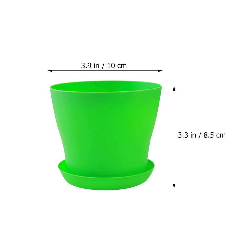 Plastic Flower Pot with Tray, Round Bonsai Planter, 8 Pack P1717