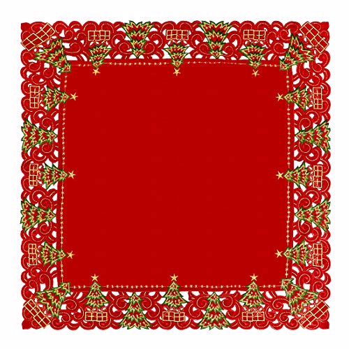 Embroidered Christmas Holly Tree Table Runner, Rectangular 16 x 72 Inch J70567