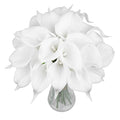 20Pcs Fake Calla Lily Flowers Real Touch Latex Artificial Calla Lilies Flowers for Home Wedding Bouquet Baby Shower Centerpieces Party Decor (White)