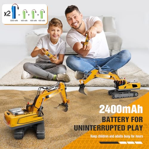 Remote Control Excavator Construction Toy for Boys with Metal Shovel and Lights J5730