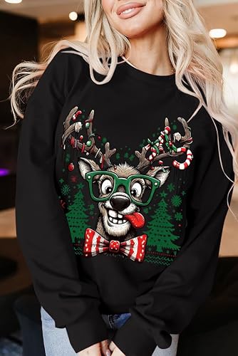 Funny Reindeer Christmas Sweatshirt Oversized Pullover K664011