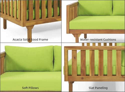 Outdoor 3 Seater Daybed with Cushions, Acacia Wood Patio Sofa D905