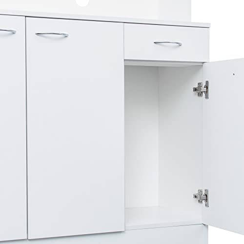39" W Wardrobe Armoire Closet, Tall Freestanding Cabinet with Doors and Storage Shelves, White W518141