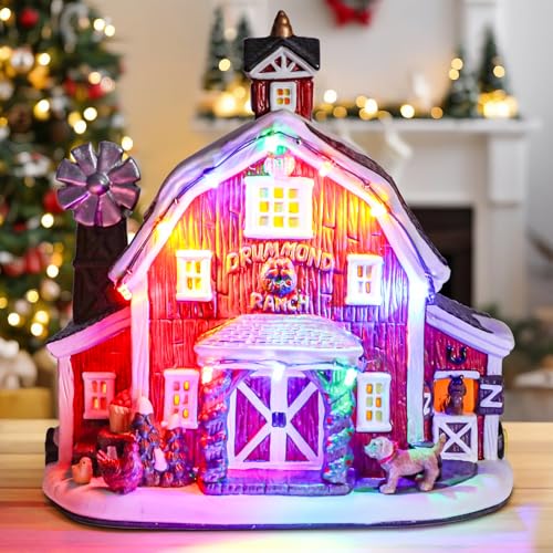 Ceramic Christmas Houses with Warm LED Light Y89884