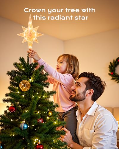 Christmas Tree Star Topper Lighted 3D Plug In Indoor Holiday Decor N7897
