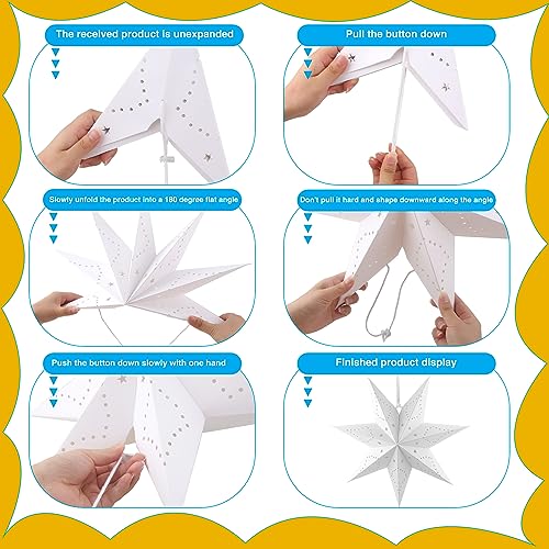 7 Pack 3D Paper Star Lanterns for Christmas Party Home Decor K723333