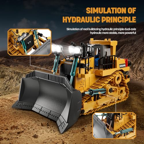 Remote Control Excavator Construction Toy for Boys with Metal Shovel and Lights J5730