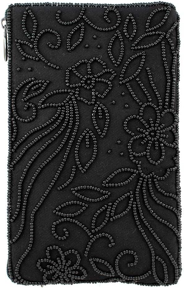 Beaded Floral Crossbody Phone Bag W98069