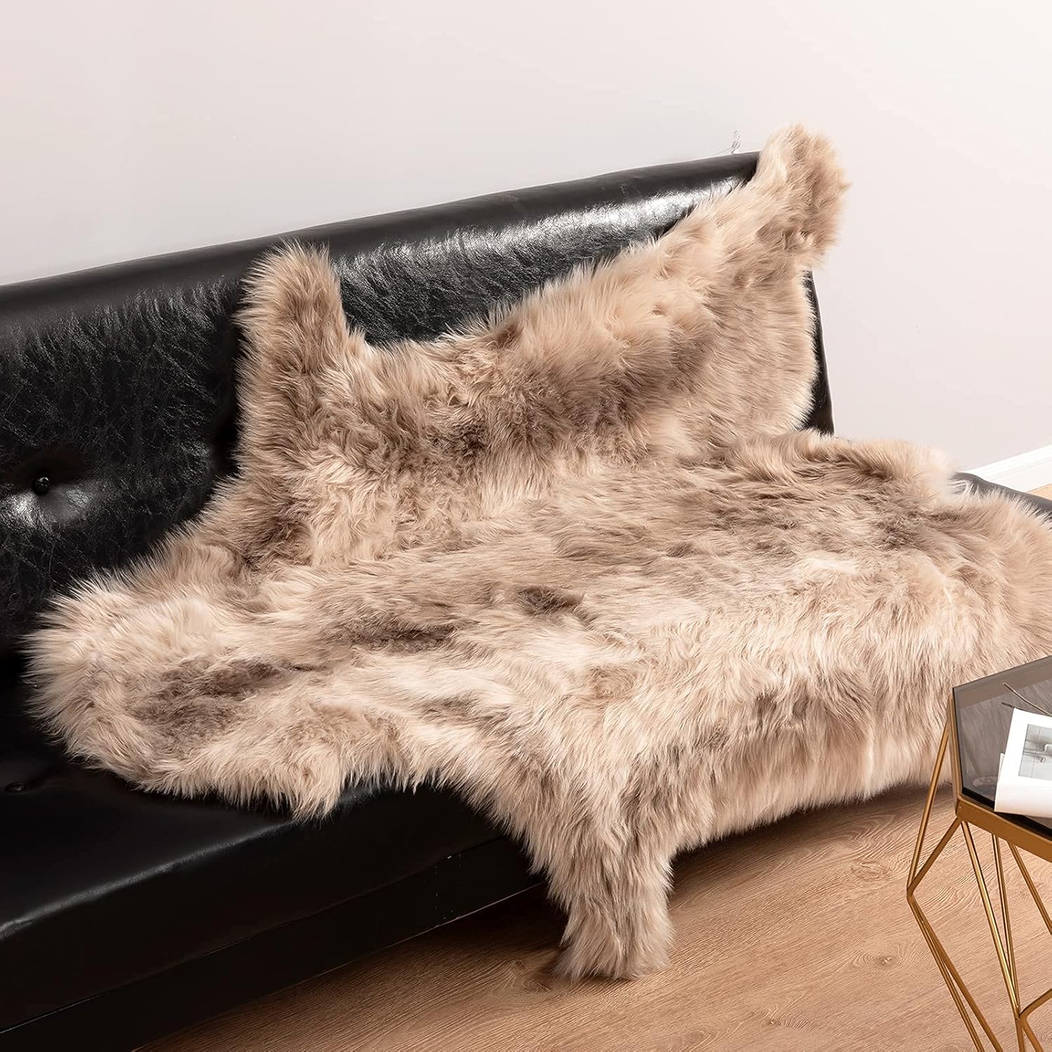 Faux Fur Area Rug for Bedroom Living Room, 4ft x 5ft, Brown L167629