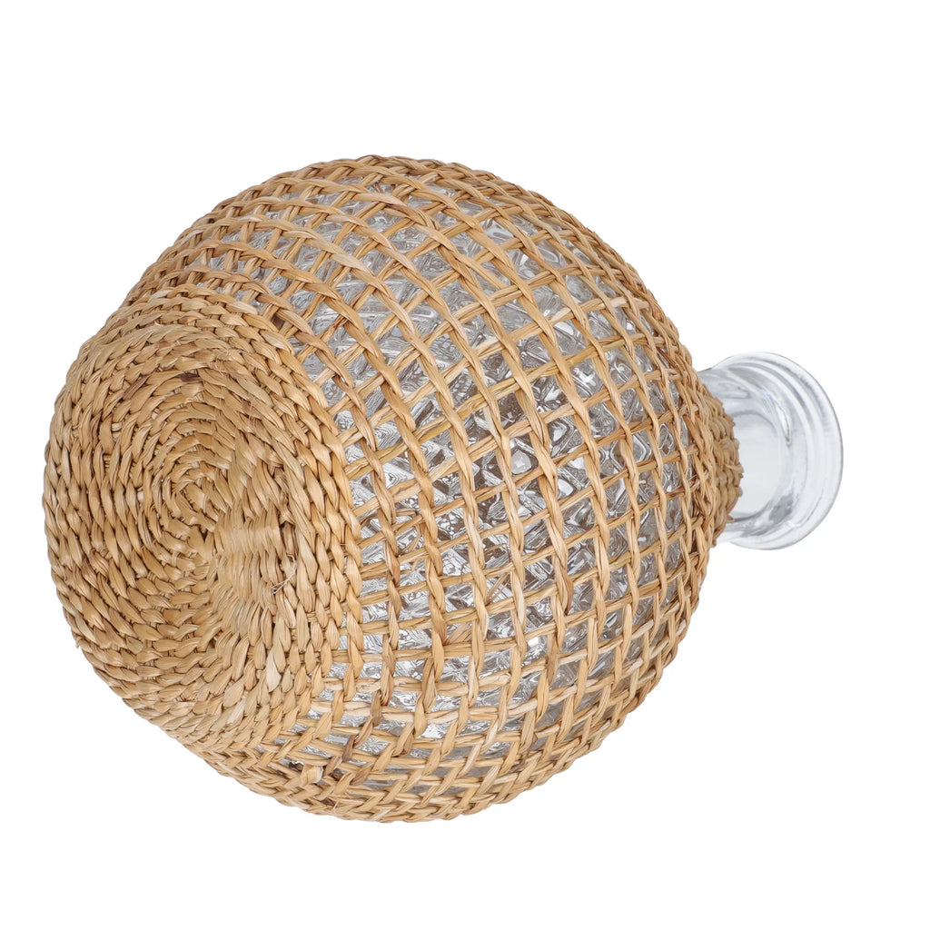 Rattan Glass Vase with Gold Terrarium Jar H3246