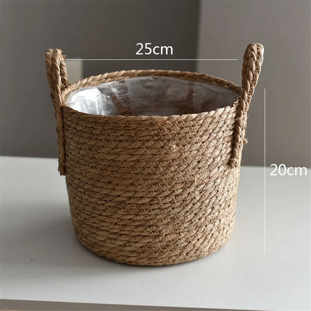 Wicker Seagrass Planter Basket with Woven Cover F351543