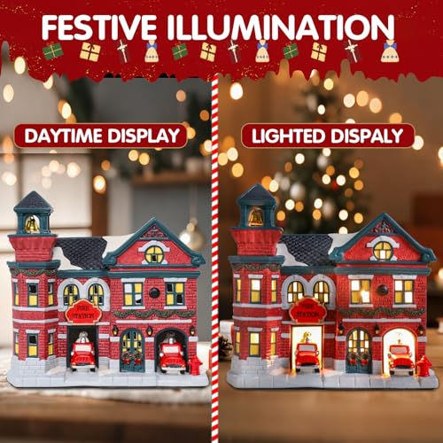 Christmas Ceramic Post Office Decoration with Lights G540