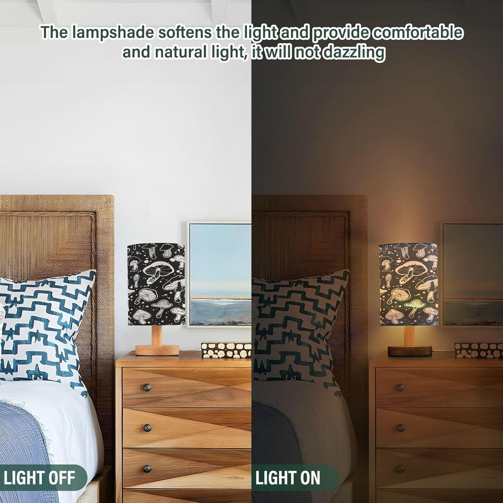 Mushroom Bedside Table Lamp with USB Port, Eye-Care LED Reading Light D8693
