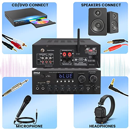 Stereo Power Amplifier 200W Peak with Bluetooth, LED Display, Dual Channel Receiver P458