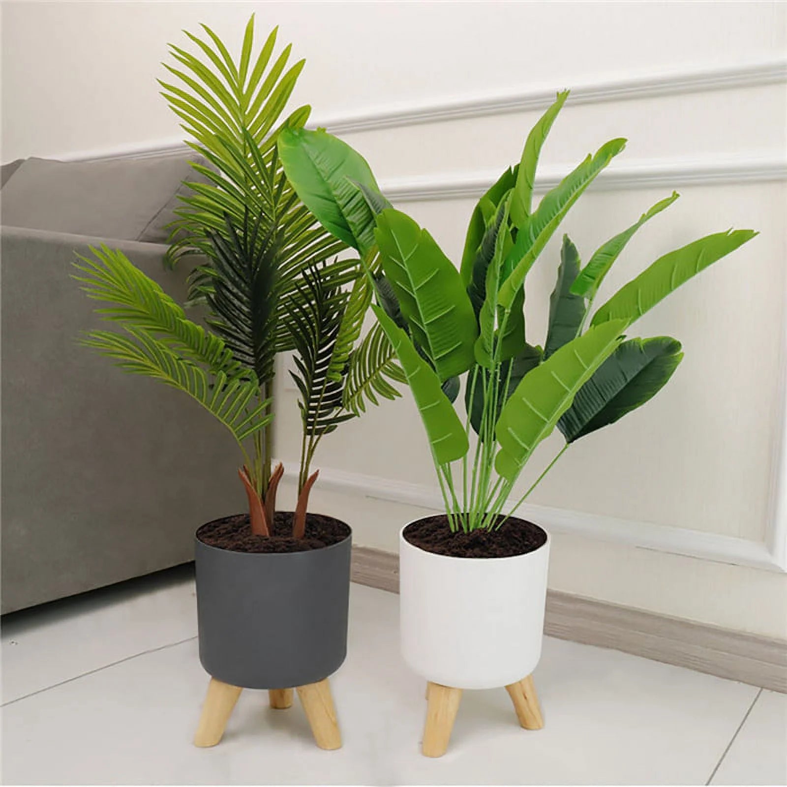 Indoor Planters Set with Wooden Legs, Floor Standing Pot B493