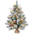 2FT Small Christmas Tree,Flocked Artificial Mini Christmas Tree with Lights,Tabletop Xmas Tree with Ornaments,Christmas Decoration for Party by DNKMOR