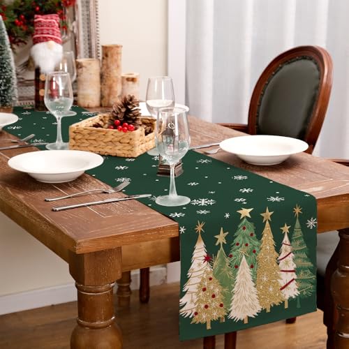 Christmas Table Runner 13x72 Inch, Red Winter Holiday Decor H348