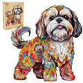 WOODBESTS Wooden Puzzle for Adults, Beautiful Shih tzu Puzzle (M, 190pcs, 10.6"x11.4") Wood Puzzles Adult, Wooden Jigsaw Puzzles Unique Shape, Birthday Gifts for Adults and Kids Family Game