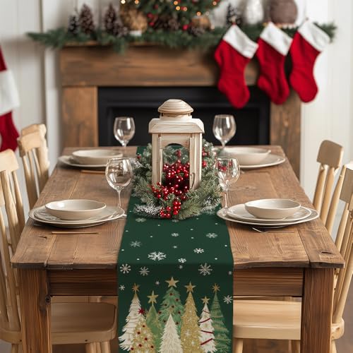 Christmas Table Runner 13x72 Inch, Red Winter Holiday Decor H348