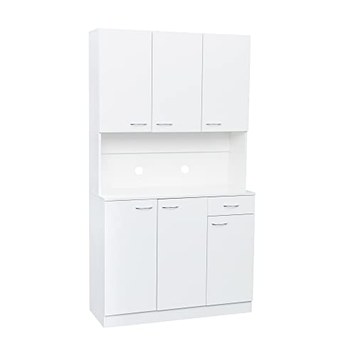 39" W Wardrobe Armoire Closet, Tall Freestanding Cabinet with Doors and Storage Shelves, White W518141