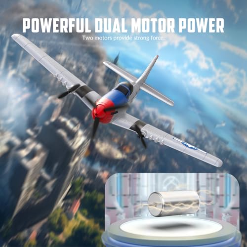 RC Plane 3 Channel Remote Control Airplane Fighter Toy, 2.4GHz 6-axis Gyro, Easy to Fly for Adults Kids Beginners B2466